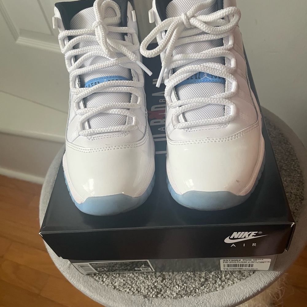 Nike White and Blue High-Top Sneakers